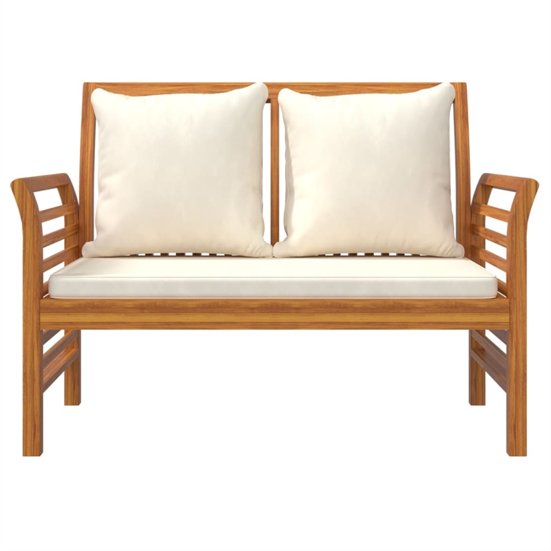 vidaXL 4 Piece Solid Acacia Wood Garden Lounge Set in White/Cream/Natural
