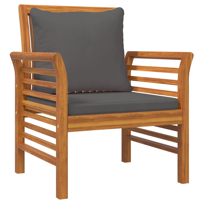 vidaXL 5 Piece Solid Acacia Wood Garden Lounge Set in Gray