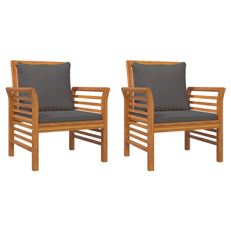 vidaXL 5 Piece Solid Acacia Wood Garden Lounge Set in Gray