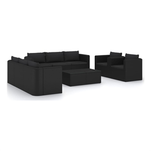 vidaXL 10 Piece Poly Rattan Small Garden Lounge Set in Black