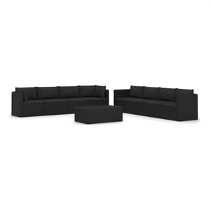vidaXL 9 Piece Poly Rattan Garden Lounge Set in Black