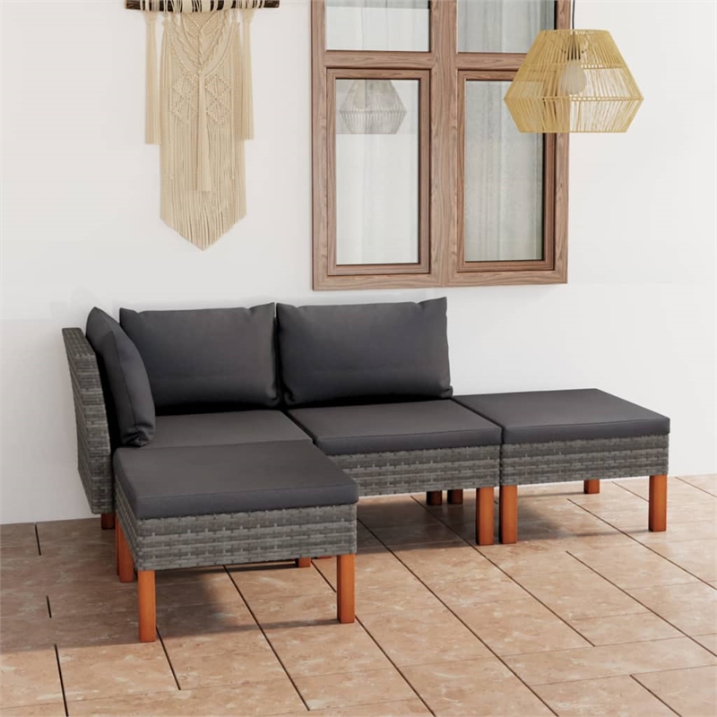 vidaXL 4 Piece Wood Garden Lounge Set in Gray/Anthracite