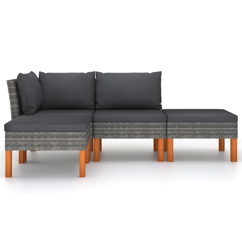 vidaXL 4 Piece Wood Garden Lounge Set in Gray/Anthracite
