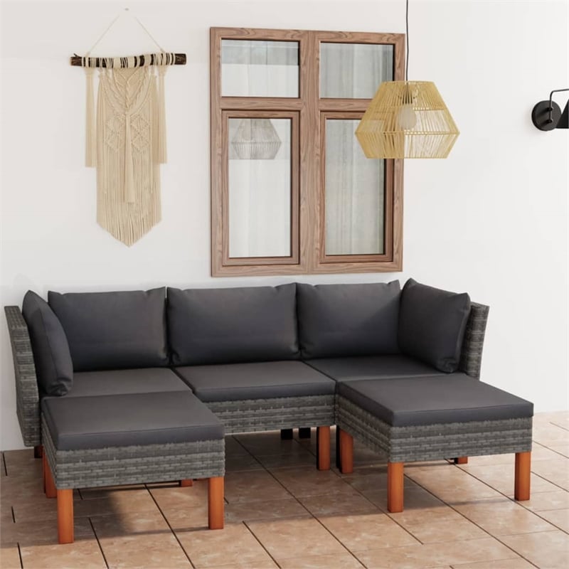 vidaXL 5 Piece Steel Garden Lounge Set in Gray/Anthracite