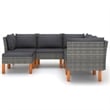 vidaXL 6 Piece Poly Rattan Garden Lounge Set in Gray