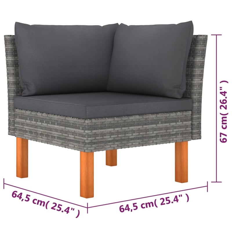 vidaXL 6 Piece Poly Rattan Garden Lounge Set in Gray