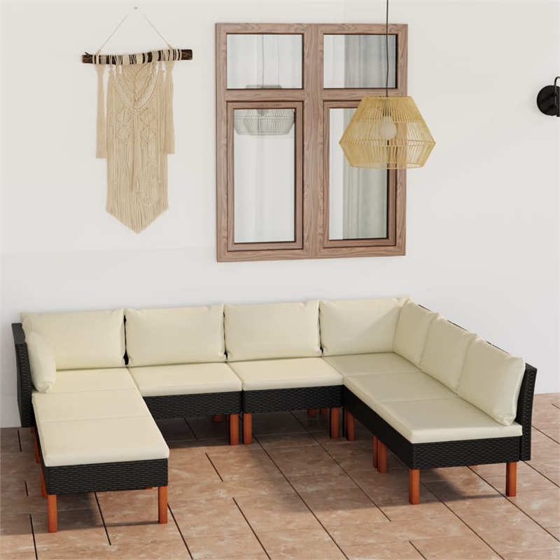 vidaXL 8 Piece Small Garden Lounge Set in Black/White/Cream