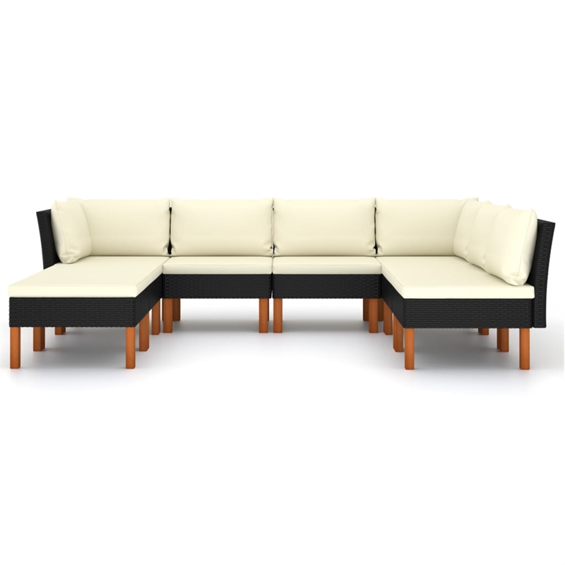 vidaXL 8 Piece Small Garden Lounge Set in Black/White/Cream