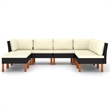 vidaXL 8 Piece Small Garden Lounge Set in Black/White/Cream