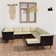 vidaXL 9 Piece Steel Large Garden Lounge Set in Black/White/Cream
