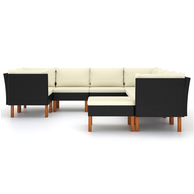 vidaXL 9 Piece Steel Large Garden Lounge Set in Black/White/Cream