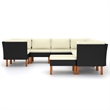 vidaXL 9 Piece Steel Large Garden Lounge Set in Black/White/Cream