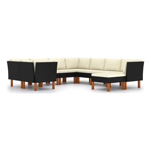 vidaxl 9 piece steel large garden lounge set in black/white/cream