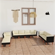 vidaXL 10 Piece Steel Garden Lounge Set in Black/White/Cream
