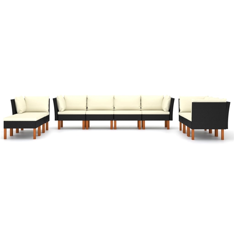 vidaXL 10 Piece Steel Garden Lounge Set in Black/White/Cream