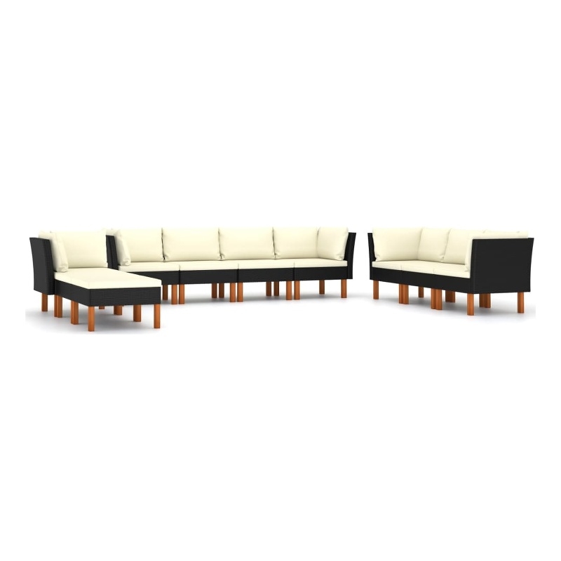 vidaXL 10 Piece Steel Garden Lounge Set in Black/White/Cream