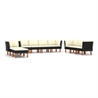 vidaXL 10 Piece Steel Garden Lounge Set in Black/White/Cream