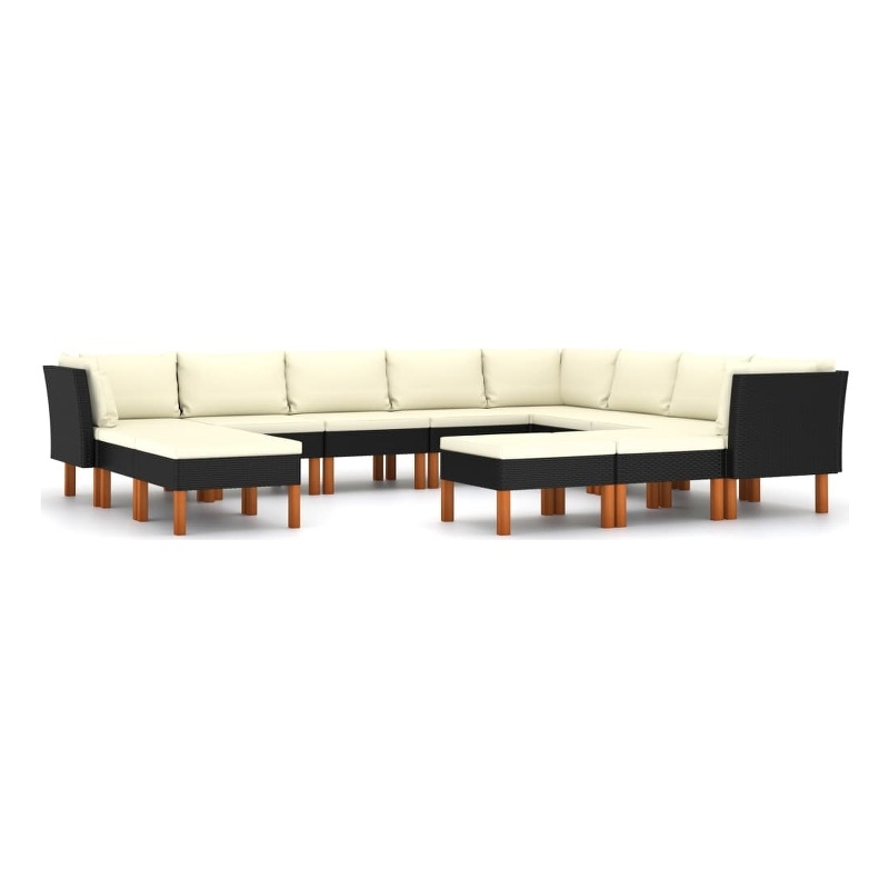 vidaXL 12 Piece Steel Garden Lounge Set in Black/White/Cream