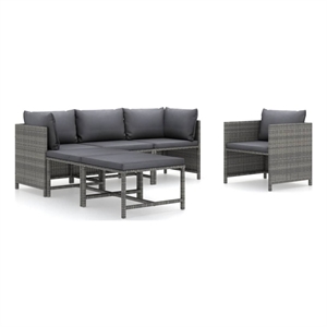 vidaXL 6 Piece Poly Rattan Garden Lounge Set
