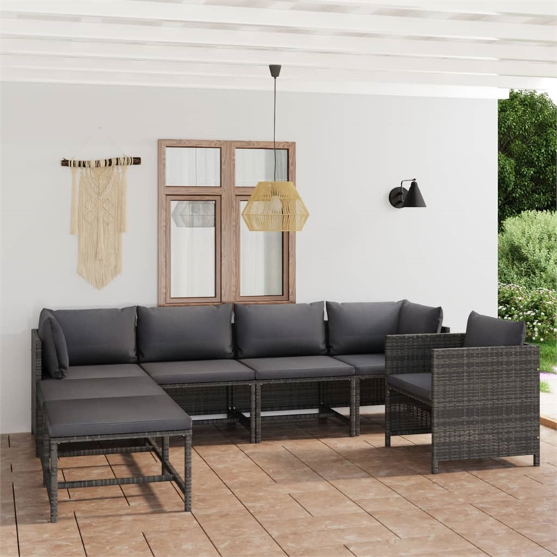 vidaXL 7 Piece Steel Garden Lounge Set in Gray/Anthracite