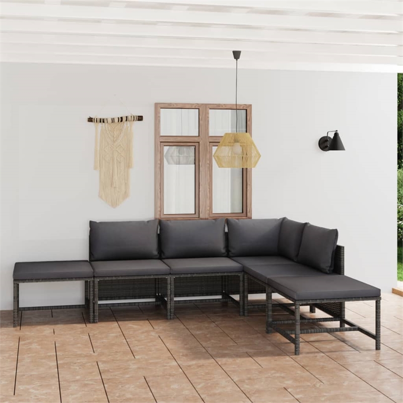 vidaXL 6 Piece Steel Garden Lounge Set in Gray/Anthracite