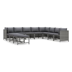 vidaXL 11 Piece Steel Garden Lounge Set in Gray