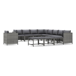 vidaXL 12 Piece Poly Rattan Garden Lounge Set in Gray/Anthracite