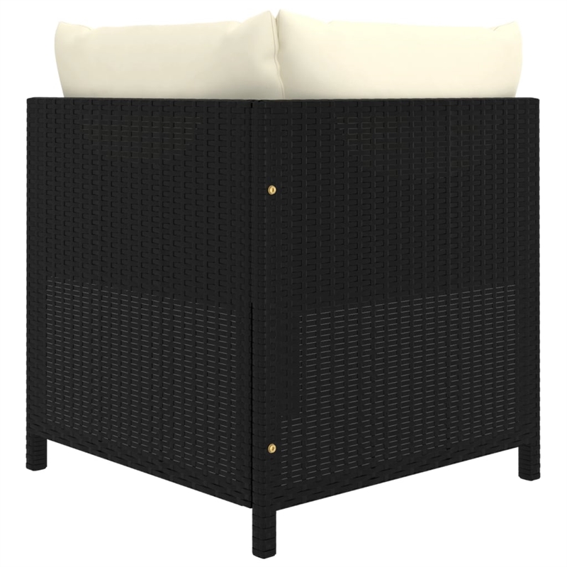 vidaXL 3 Piece Steel Garden Lounge Set in Black/White/Cream