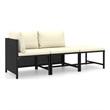 vidaXL 3 Piece Steel Garden Lounge Set in Black/White/Cream