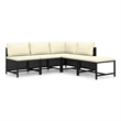 vidaXL 5 Piece Steel Garden Lounge Set in Black/White/Cream