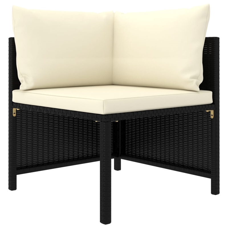 vidaXL 6 Piece Steel Lounge Set in Black/White/Cream