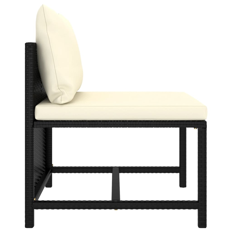 vidaXL 6 Piece Steel Lounge Set in Black/White/Cream