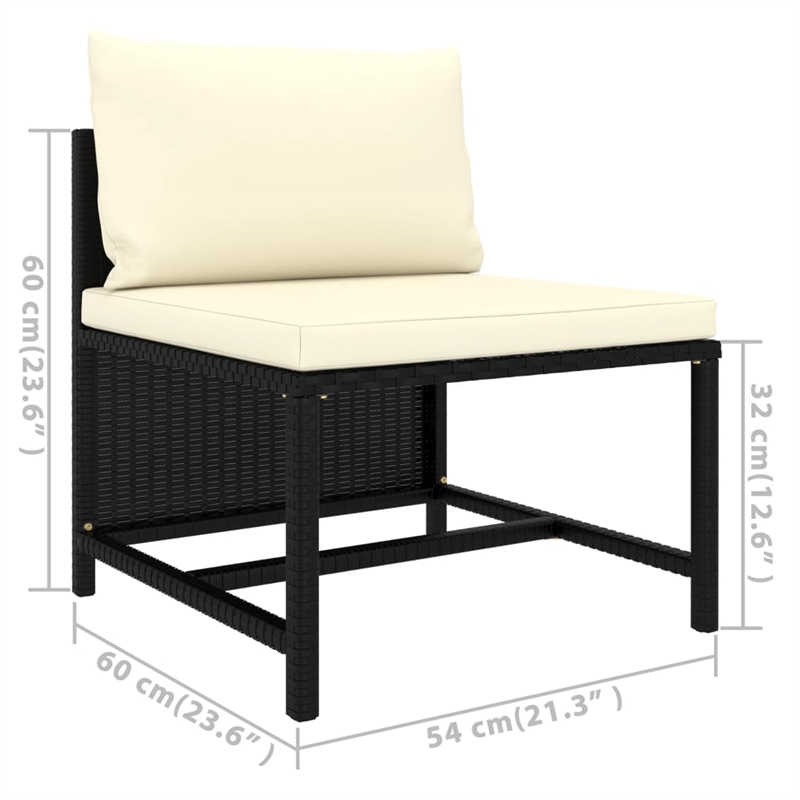 vidaXL 6 Piece Steel Lounge Set in Black/White/Cream