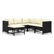 vidaXL 6 Piece Steel Garden Lounge Set in Black/White/Cream