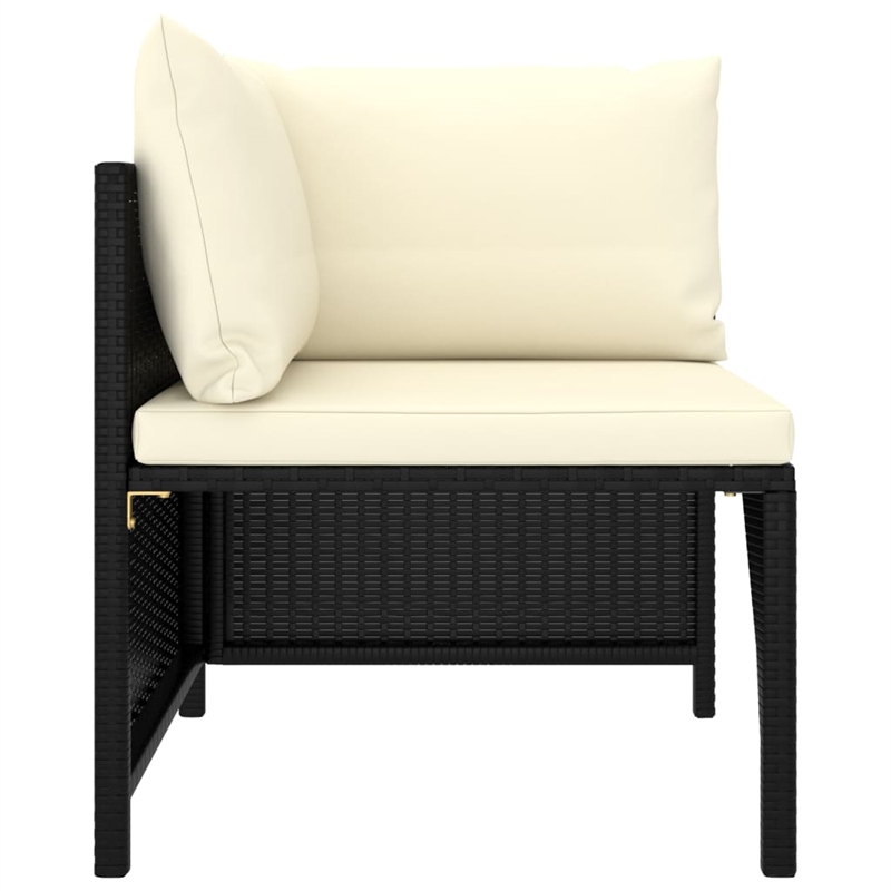 vidaXL 7 Piece Steel Small Garden Lounge Set in Black/White/Cream