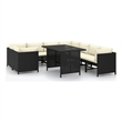 vidaXL 9 Piece Steel Garden Lounge Set in Black/White/Cream
