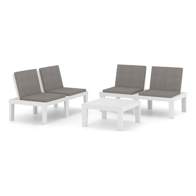 vidaXL 3 Piece Plastic Garden Lounge Set in White/Anthracite