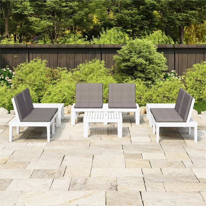 vidaXL 6 Piece Plastic Garden Lounge Set in White/Anthracite