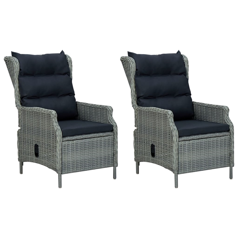 vidaXL 3 Piece Steel Garden Lounge Set in Black/Gray