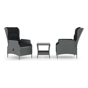 vidaXL 3 Piece Steel Garden Lounge Set in Black/Gray