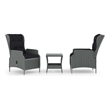 vidaXL 3 Piece Steel Garden Lounge Set in Black/Gray