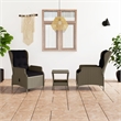 vidaXL 3 Piece Poly Rattan Garden Lounge Set in Black/Brown