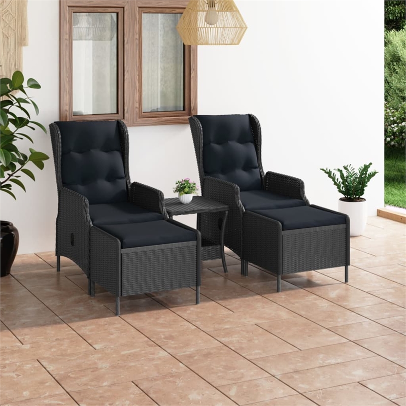 vidaXL 3 Piece Steel Garden Lounge Set in Black/Gray