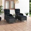 vidaXL 3 Piece Steel Garden Lounge Set in Black/Gray