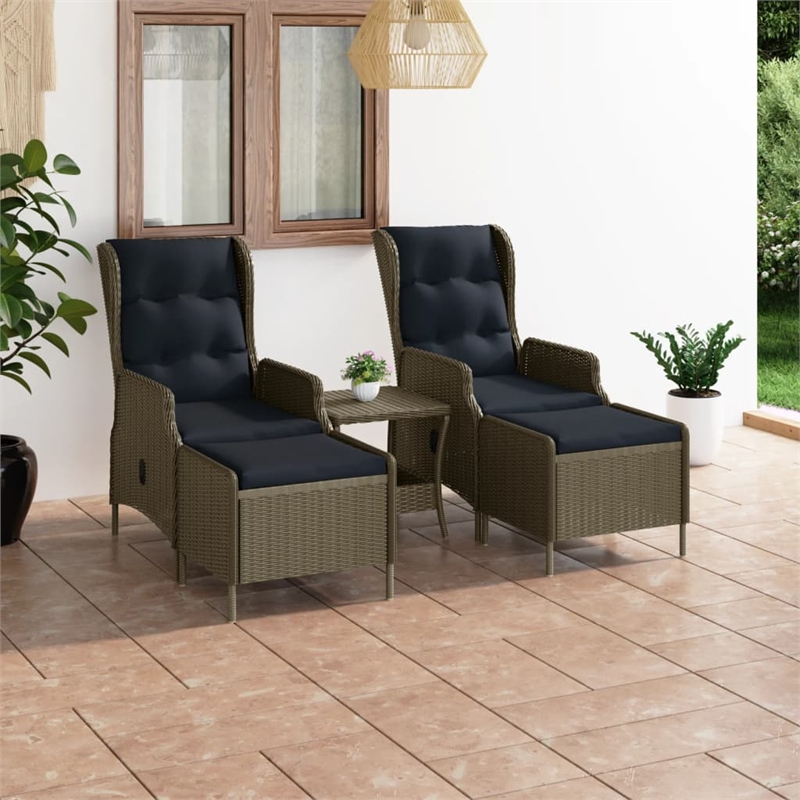 vidaXL 3 Piece Steel Garden Lounge Set in Black/Brown