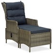 vidaXL 3 Piece Steel Garden Lounge Set in Black/Brown