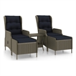 vidaXL 3 Piece Steel Garden Lounge Set in Black/Brown