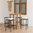 vidaXL 5 Piece Solid Acacia Wood Bar Set in Black/Cream