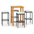 vidaXL 5 Piece Solid Acacia Wood Bar Set in Black/Cream