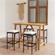 vidaXL 5 Piece Solid Acacia Wood Bar Set in Black/Cream